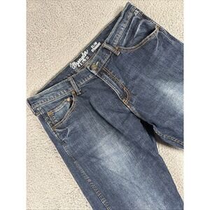 Wrangler Retro Jeans Mens 36x32 Dark Wash Blue Slim Straight Denim